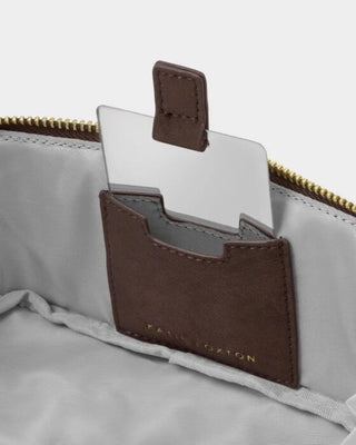 Fold-Out Mirror Make Up Bag Chocolate