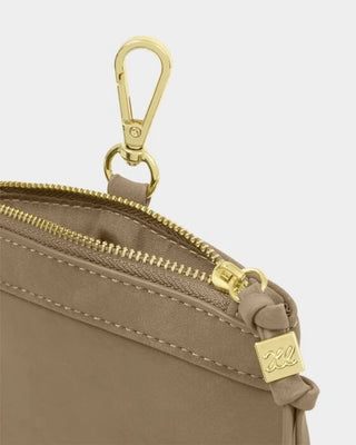 Clip On Sunglasses Case Taupe Suedette