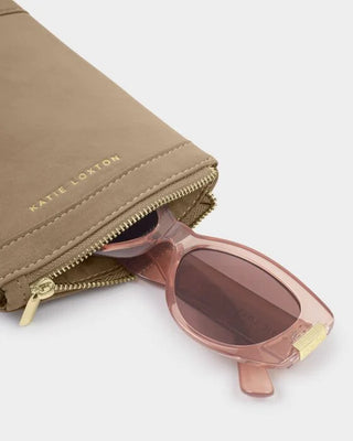 Clip On Sunglasses Case Taupe Suedette