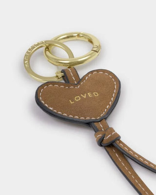 Heart Charm Keyring Loved Caramel