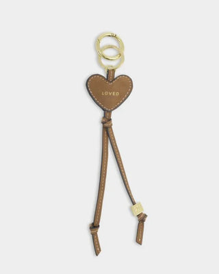 Heart Charm Keyring Loved Caramel