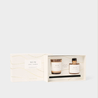 Mini Votive & Mini Reed Diffuser Gift Set Mum Gold Wave