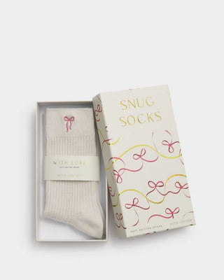 Gift Boxed Socks Bow Off White