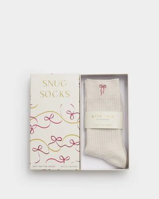 Gift Boxed Socks Bow Off White