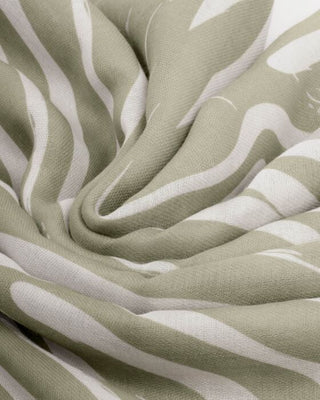 Printed Scarf Waved Lines Sage/Off White