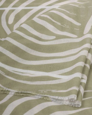 Printed Scarf Waved Lines Sage/Off White