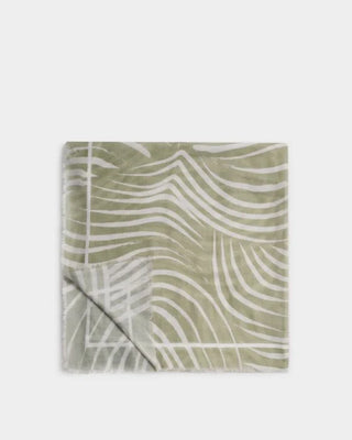 Printed Scarf Waved Lines Sage/Off White
