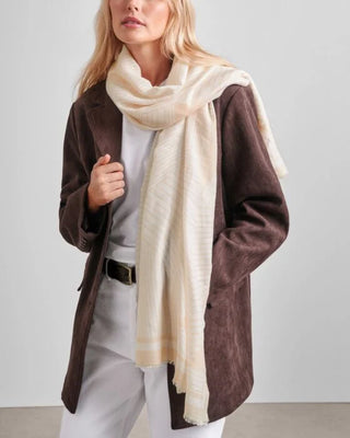 Printed Scarf Geometric Lines White/Soft Yellow