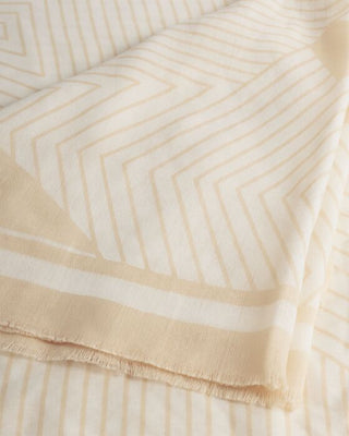Printed Scarf Geometric Lines White/Soft Yellow