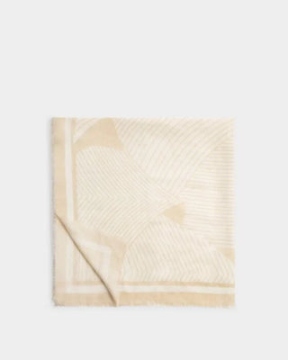 Printed Scarf Geometric Lines White/Soft Yellow