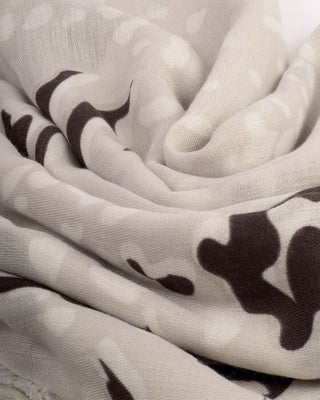 Printed Foil Scarf Animal Light Taupe/Off White