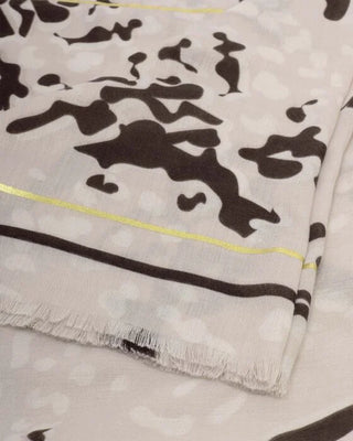 Printed Foil Scarf Animal Light Taupe/Off White