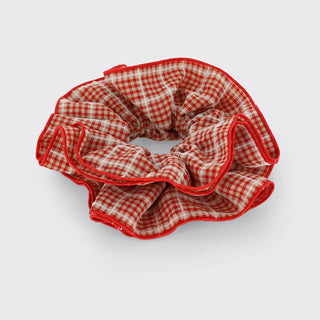Gingham Oversized Scrunchie - Red