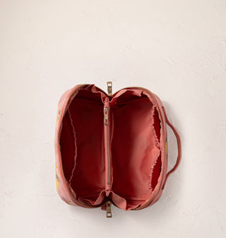 Lemon Blossom Coral Open Flat Makeup Bag - Coral
