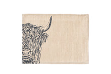 Load image into Gallery viewer, 2 Highland Cow Linen Place Mats