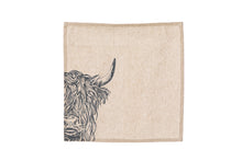 Load image into Gallery viewer, 4 Highland Cow Linen Napkins