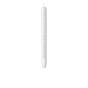 White Advent Candle With Handwritten Silver Numbers