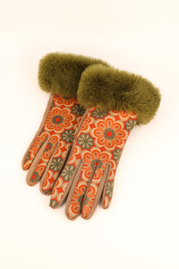 Bernadette Faux Suede Gloves Olive