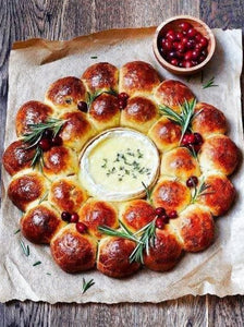 Festive brioche centrepiece with baked camembert.