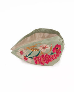 Country Garden Embroidered Headband - Mint