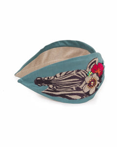 Floral Zebra Embroidered Headband