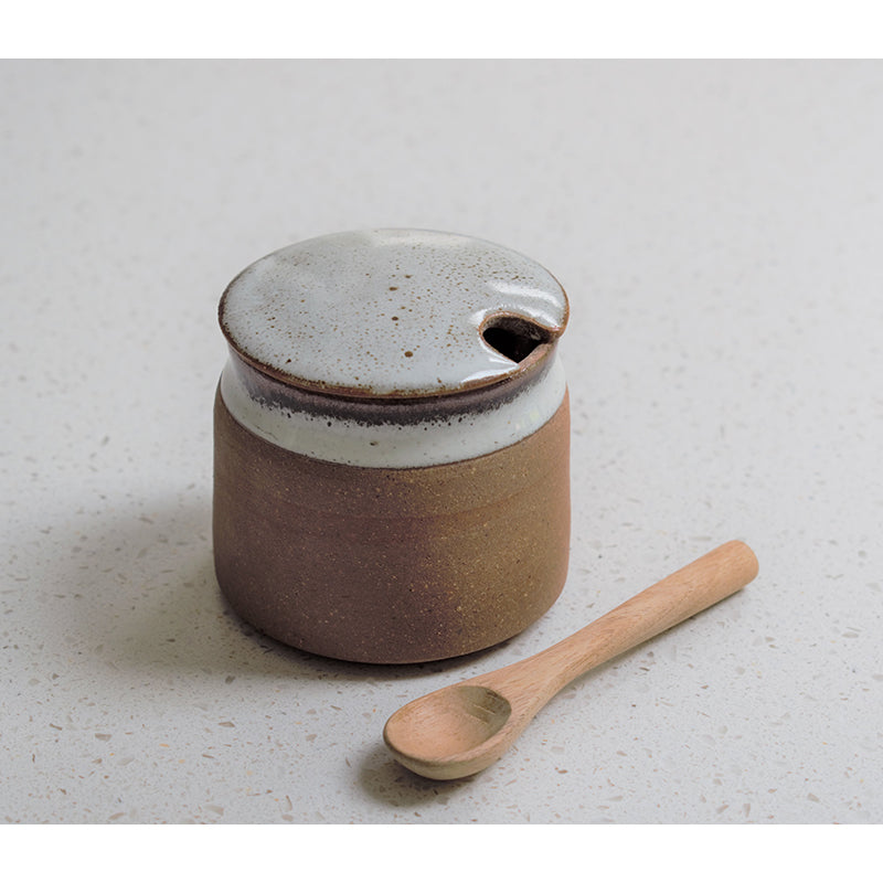 Stoneware Salt Cellar/Dip Bowl with Spoon