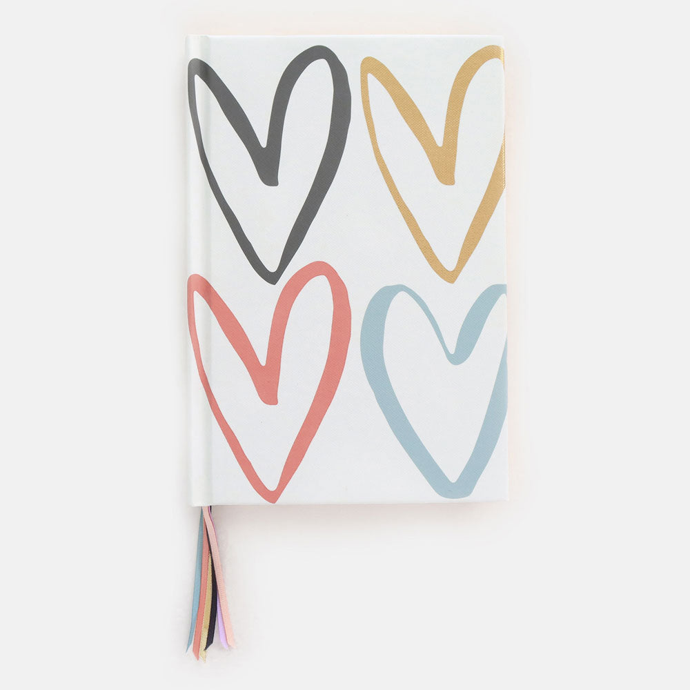 Multi Outline Hearts Ribbon Notebook