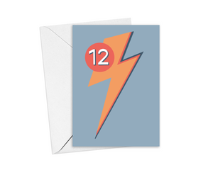 12th Lightning Bolt Birthday Card