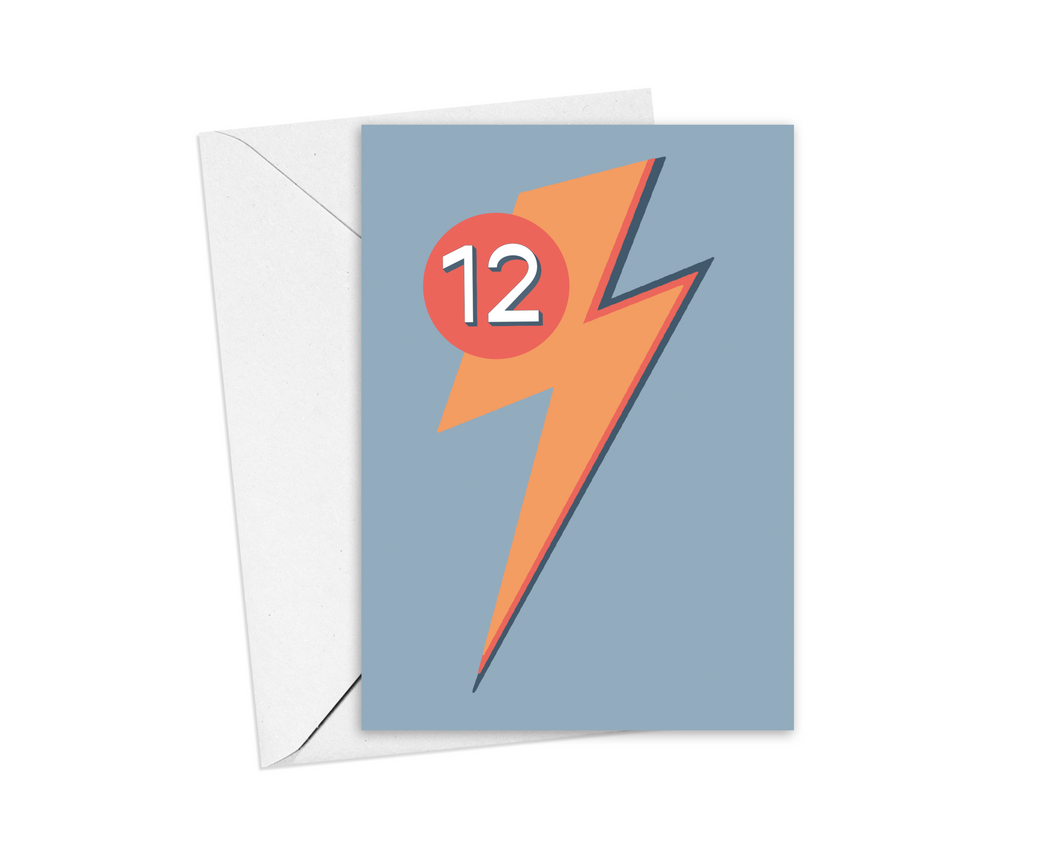 12th Lightning Bolt Birthday Card