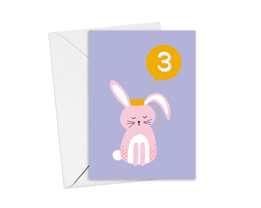 Rabbit 3rd Birthday Card