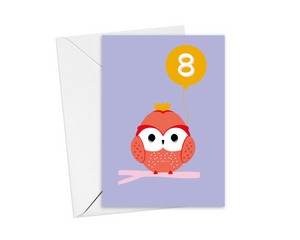 Owl 8th Birthday Card